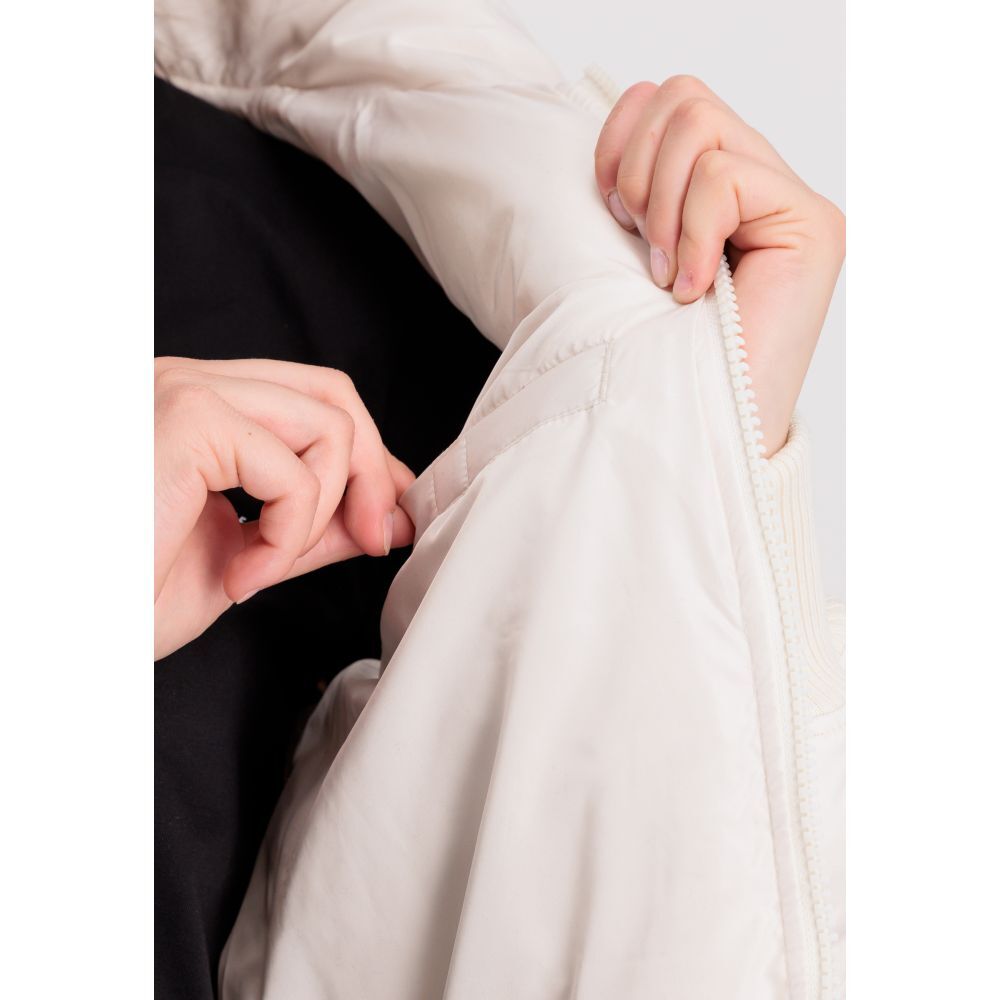 Bunda ALPHA INDUSTRIES Wmn Hooded Logo Puffer biela