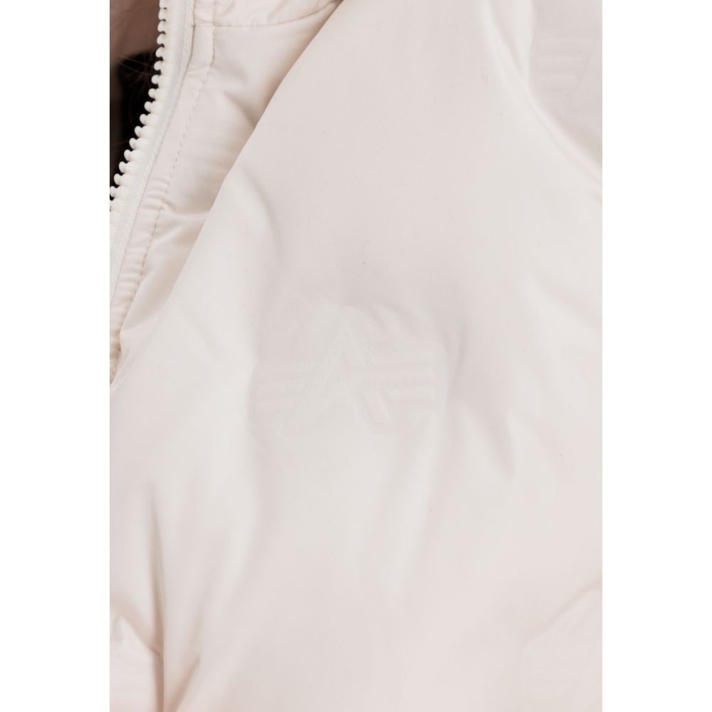 Bunda ALPHA INDUSTRIES Wmn Hooded Logo Puffer biela