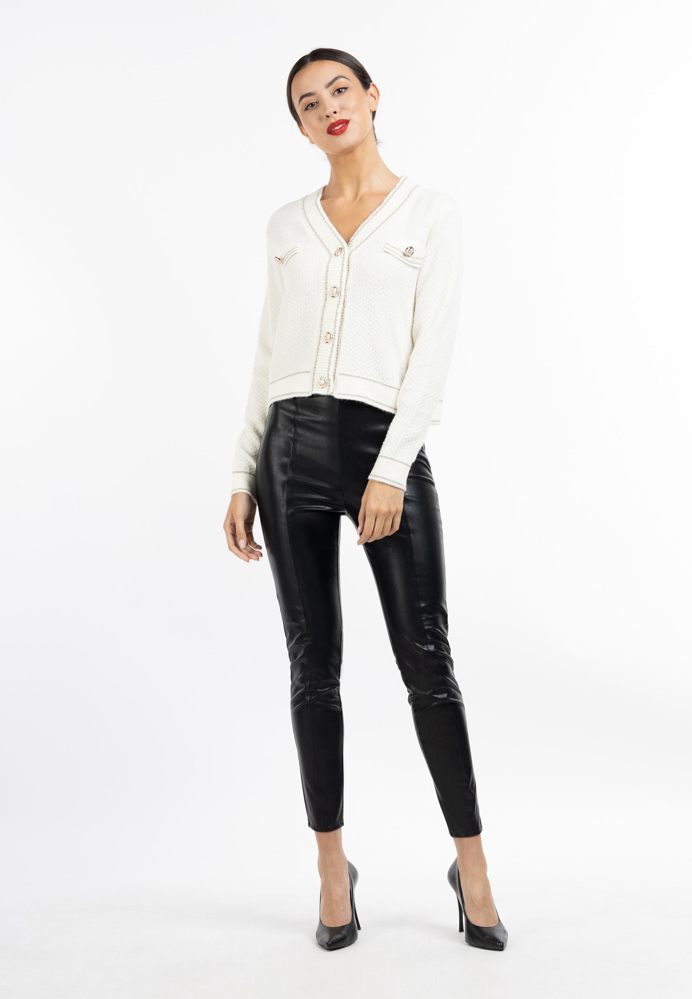 faina Kardigán zlatá / biela ako vlna