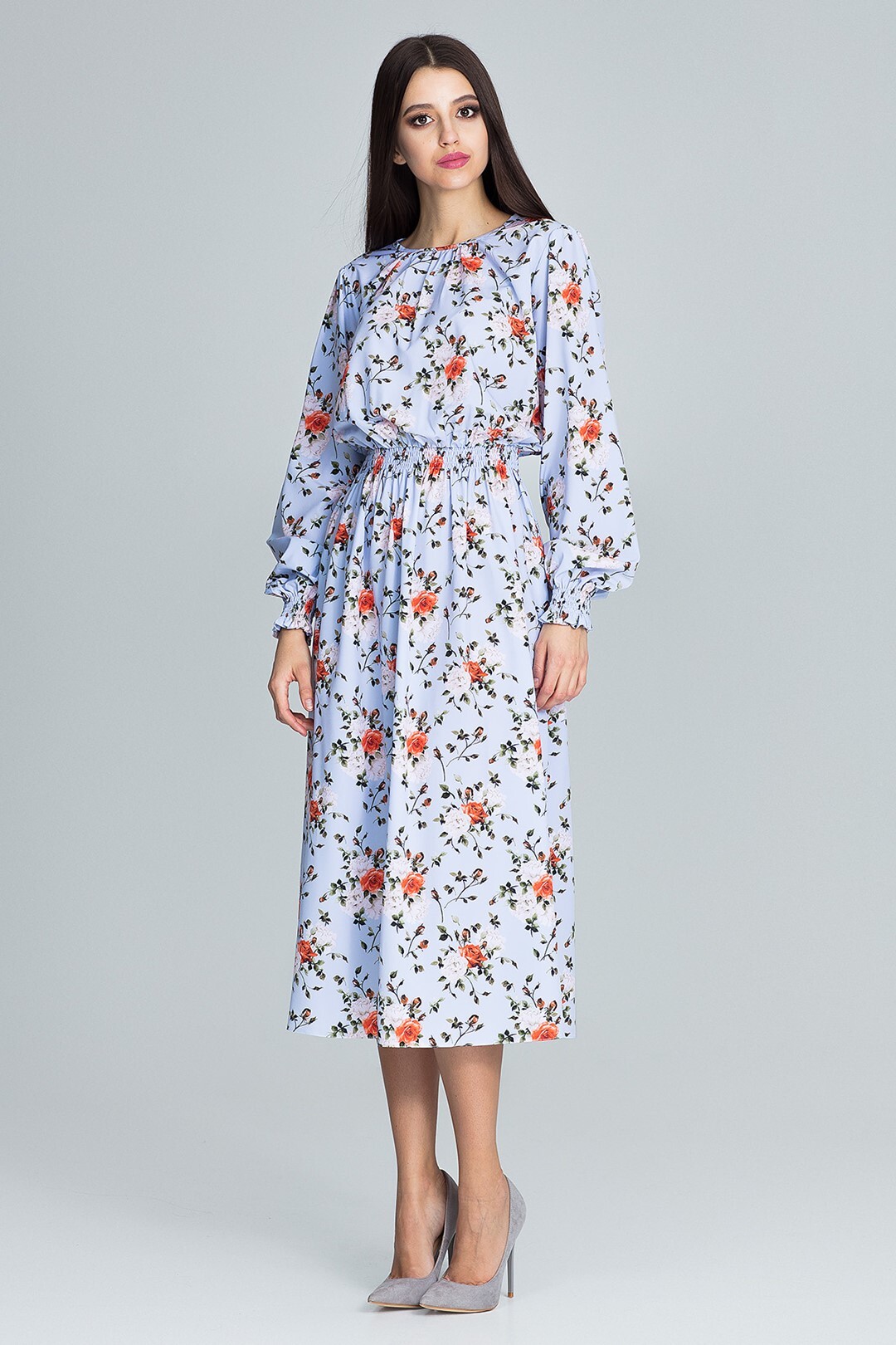 FIGL Dlhé voľné šaty s potlačou M600