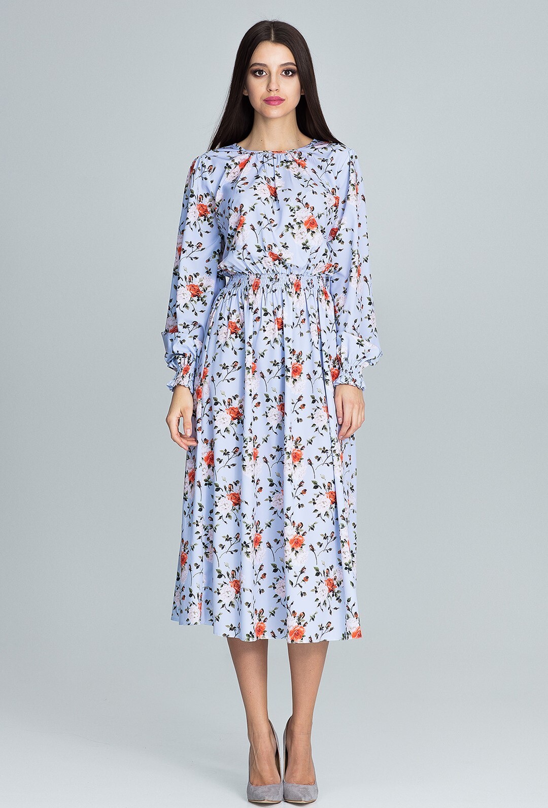 FIGL Dlhé voľné šaty s potlačou M600