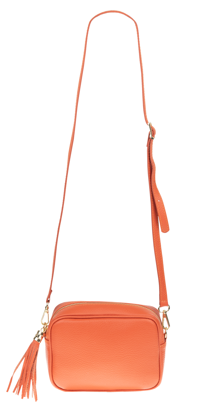 Oranžová kožená talianska crossbody kabelka Bala Arancione s prídavným pruhom II NovaKabelka.sk
