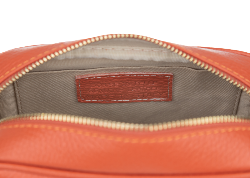 Oranžová kožená talianska crossbody kabelka Bala Arancione s prídavným pruhom II NovaKabelka.sk