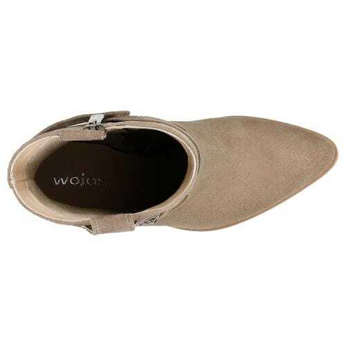 Wojas Béžové Dámske Členkové Topánky Na Podpätku S Ozdobou Okolo Zvršku