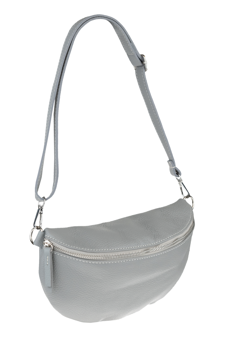 Sivá kožená talianska crossbody kabelka Reni Grande Grigia s prídavným pruhom NovaKabelka.sk