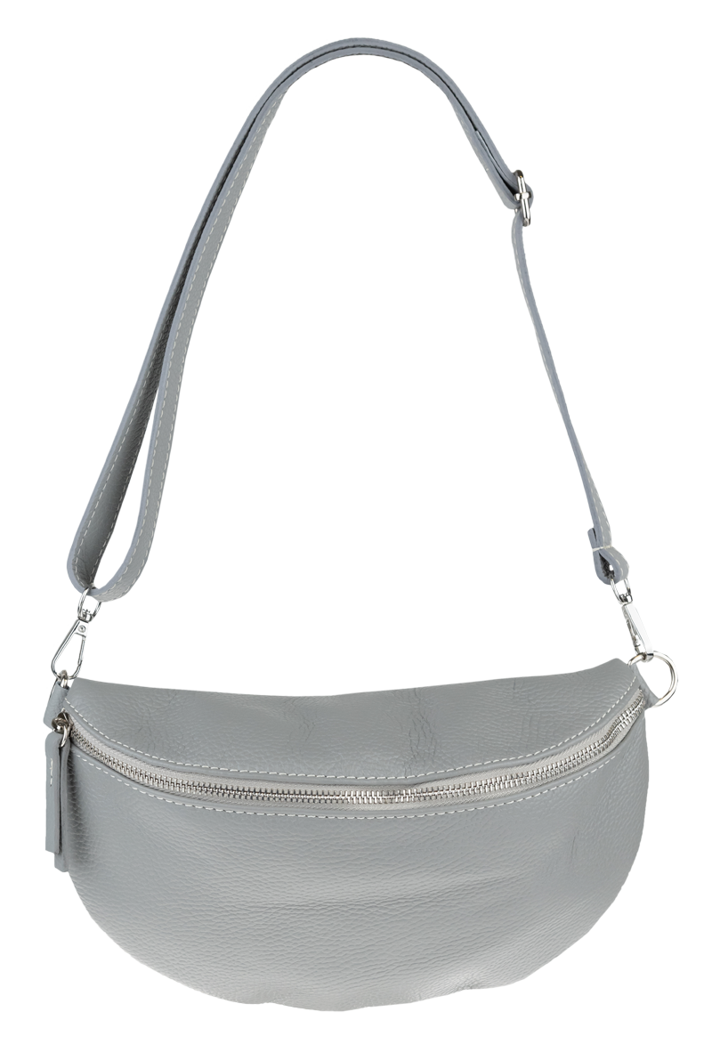 Sivá kožená talianska crossbody kabelka Reni Grande Grigia s prídavným pruhom NovaKabelka.sk