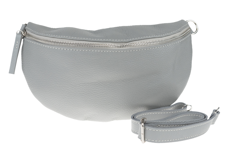 Sivá kožená talianska crossbody kabelka Reni Grande Grigia s prídavným pruhom NovaKabelka.sk