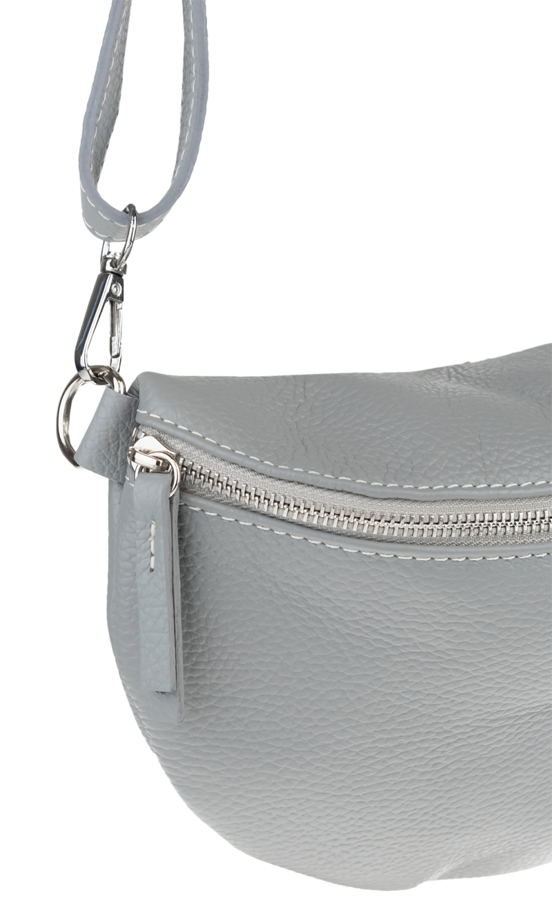 Sivá kožená talianska crossbody kabelka Reni Grande Grigia s prídavným pruhom NovaKabelka.sk