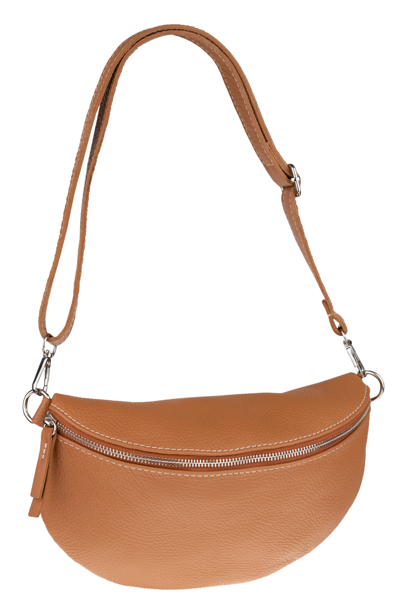 Camel kožená talianska crossbody kabelka Reni Grande Camel s prídavným pruhom NovaKabelka.sk