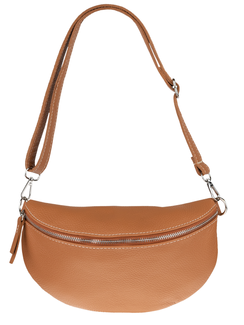 Camel kožená talianska crossbody kabelka Reni Grande Camel s prídavným pruhom NovaKabelka.sk