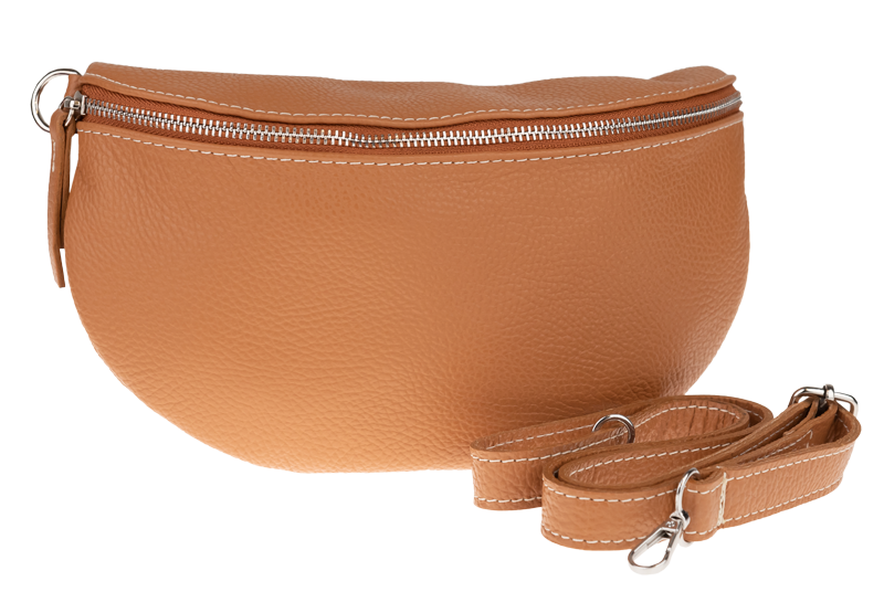 Camel kožená talianska crossbody kabelka Reni Grande Camel s prídavným pruhom NovaKabelka.sk