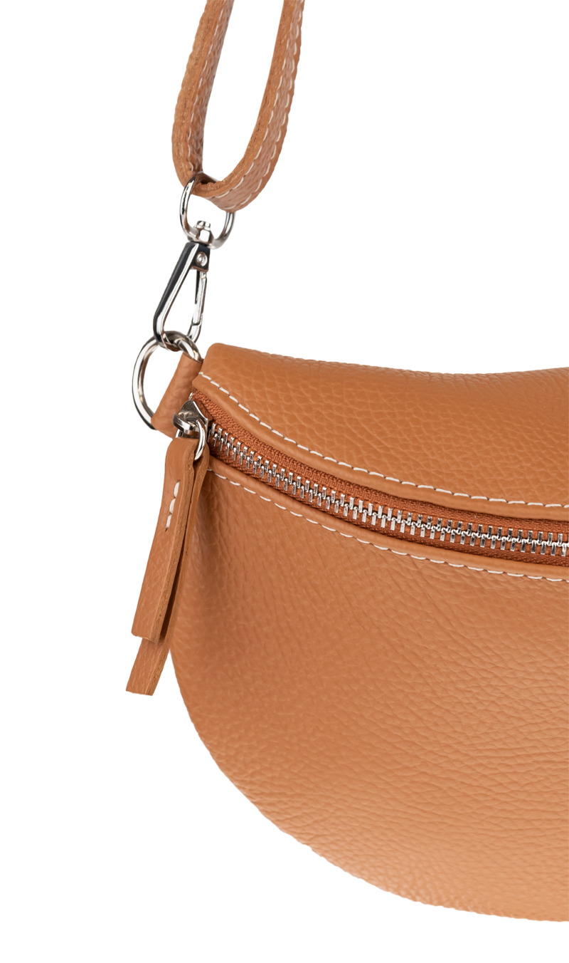Camel kožená talianska crossbody kabelka Reni Grande Camel s prídavným pruhom NovaKabelka.sk