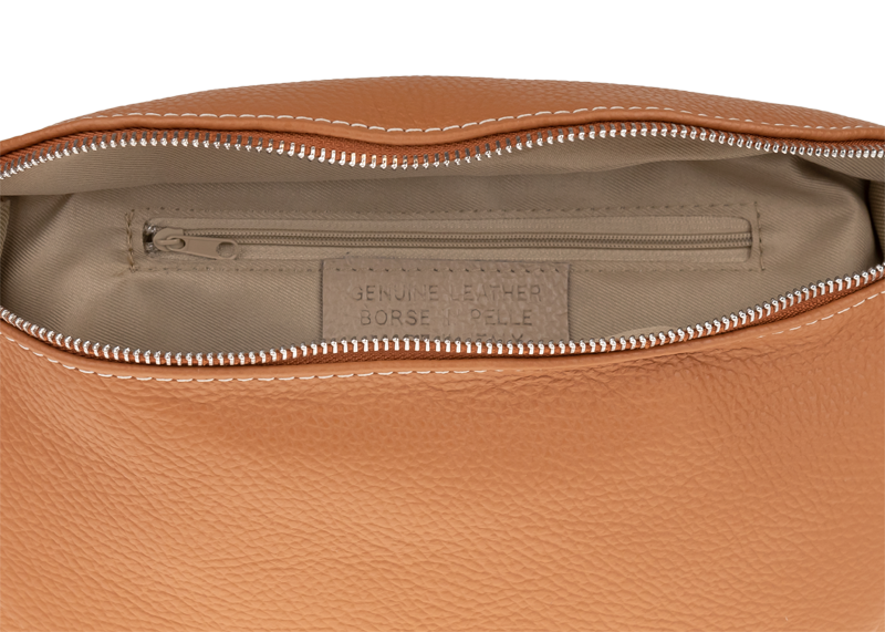 Camel kožená talianska crossbody kabelka Reni Grande Camel s prídavným pruhom NovaKabelka.sk