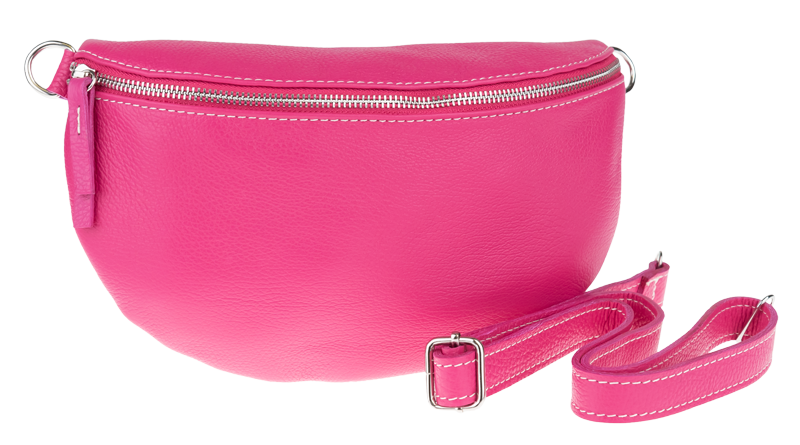 Ružová kožená talianska crossbody kabelka Reni Grande Fuxia s prídavným pruhom VII NovaKabelka.sk