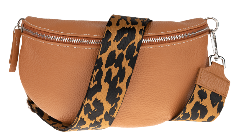 Camel kožená talianska crossbody kabelka Reni Grande Camel s prídavným pruhom NovaKabelka.sk