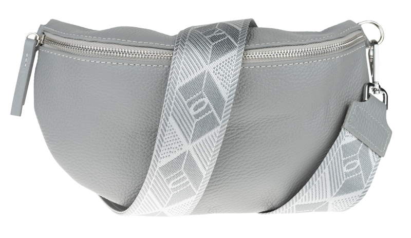 Sivá kožená talianska crossbody kabelka Reni Grande Grigia s prídavným pruhom NovaKabelka.sk