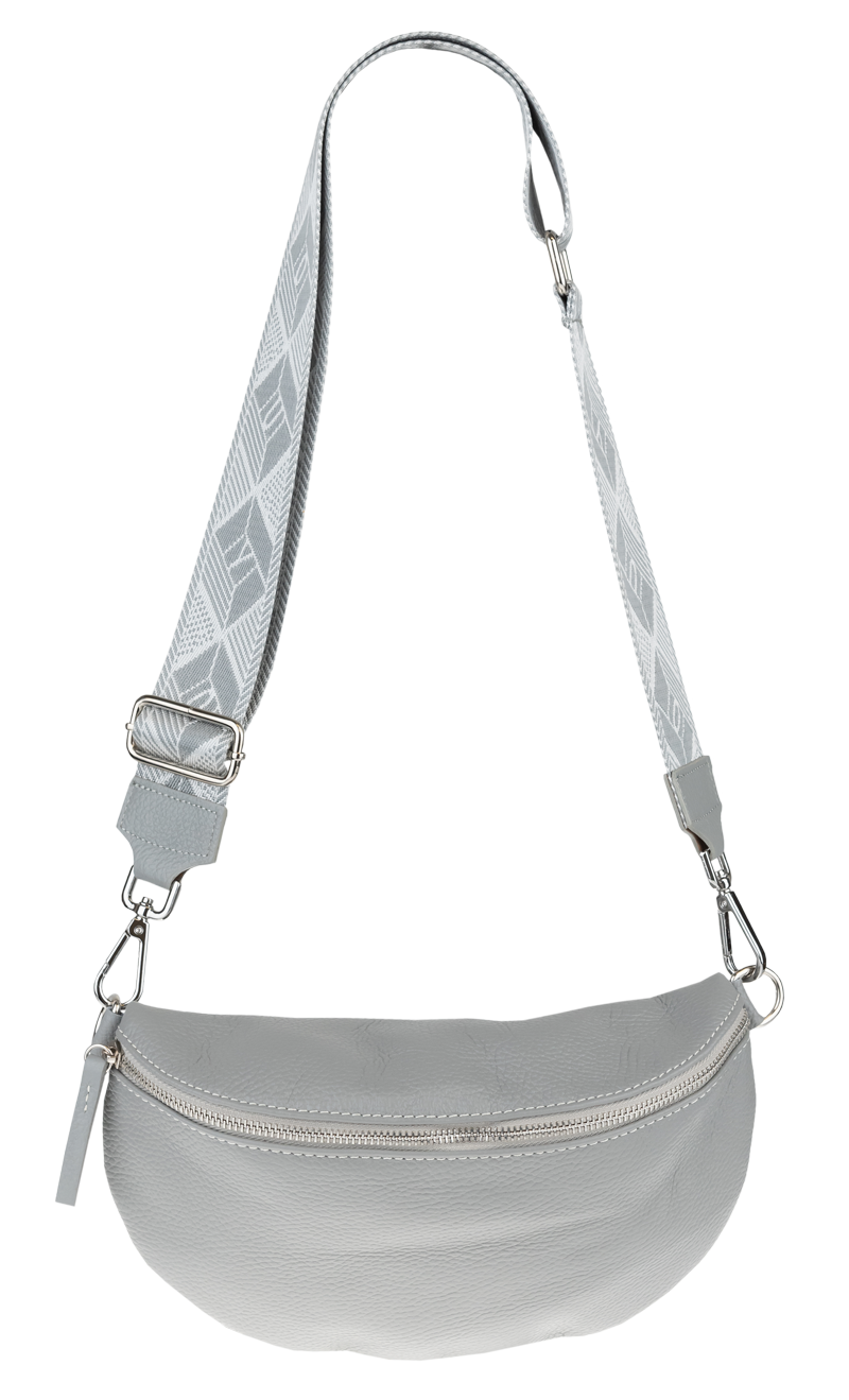 Sivá kožená talianska crossbody kabelka Reni Grande Grigia s prídavným pruhom NovaKabelka.sk