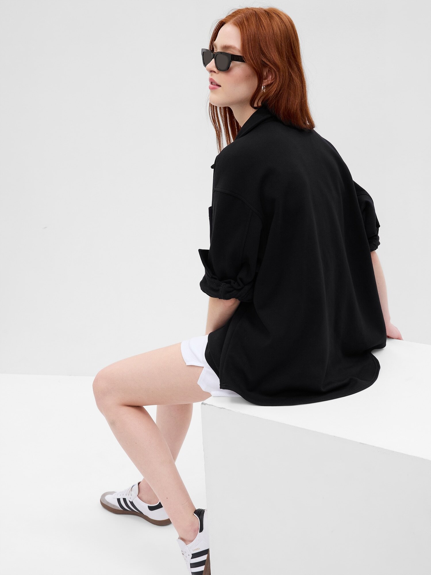 GAP Oversize košeľová bunda Vintage Čierna