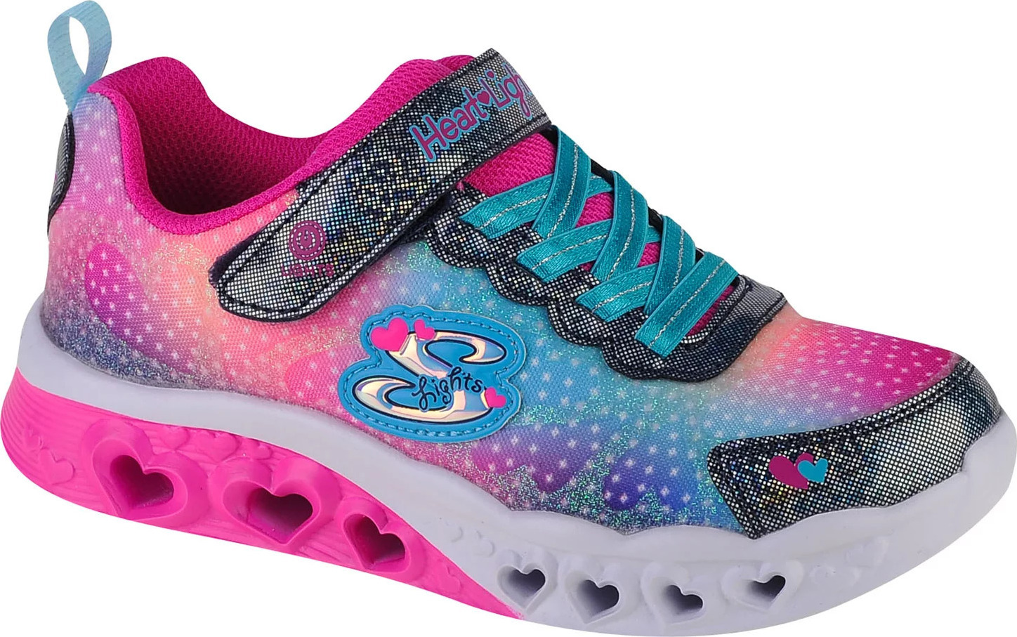 Farebné dievčenské svietiace tenisky Skechers Flutter Heart Lights 302315L-NVMT