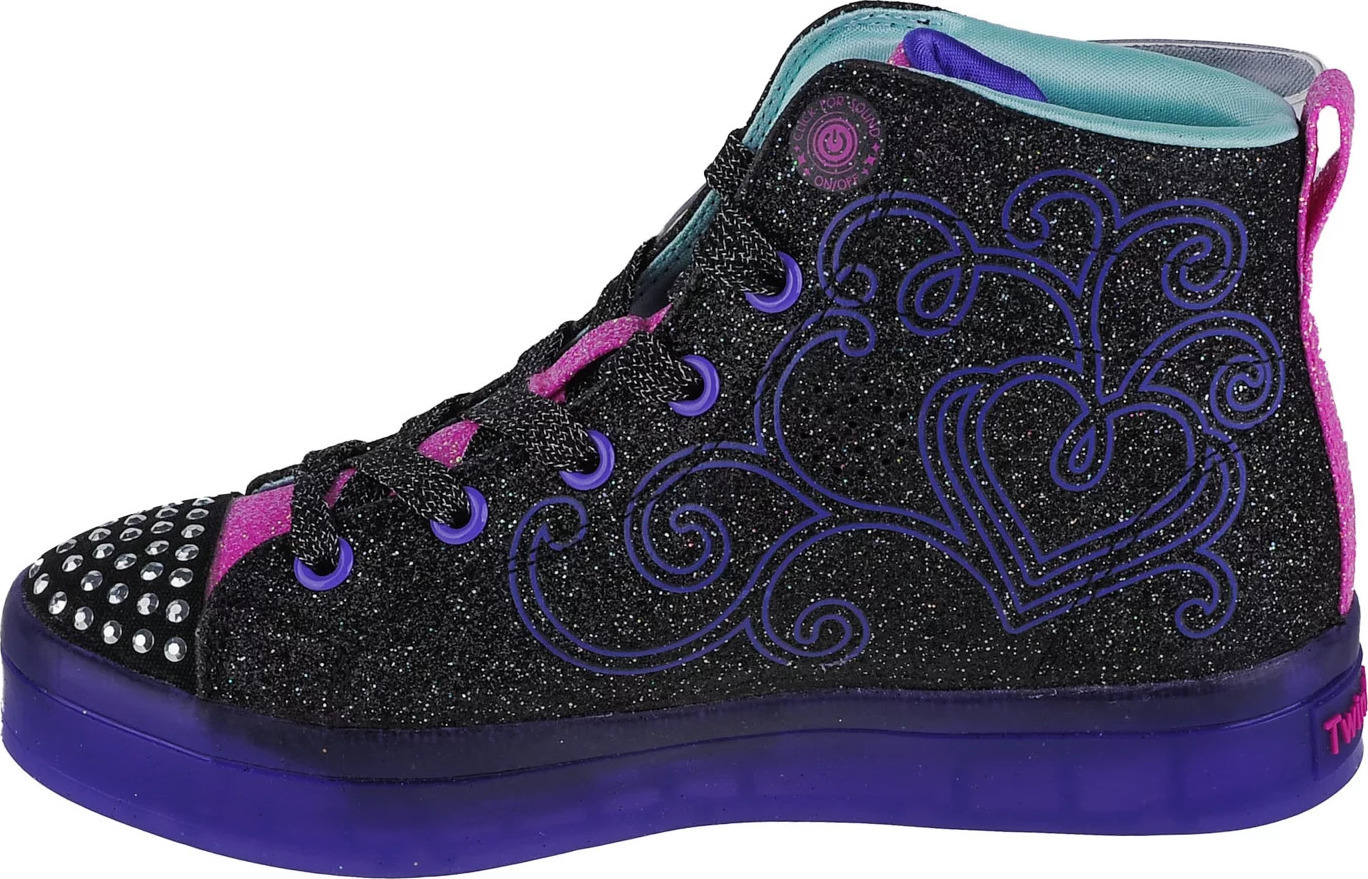 Čierno-fialové trblietavé svietiace tenisky Skechers Twi-Lites 2.0-Twinkle Wishes 314350L-BKMT