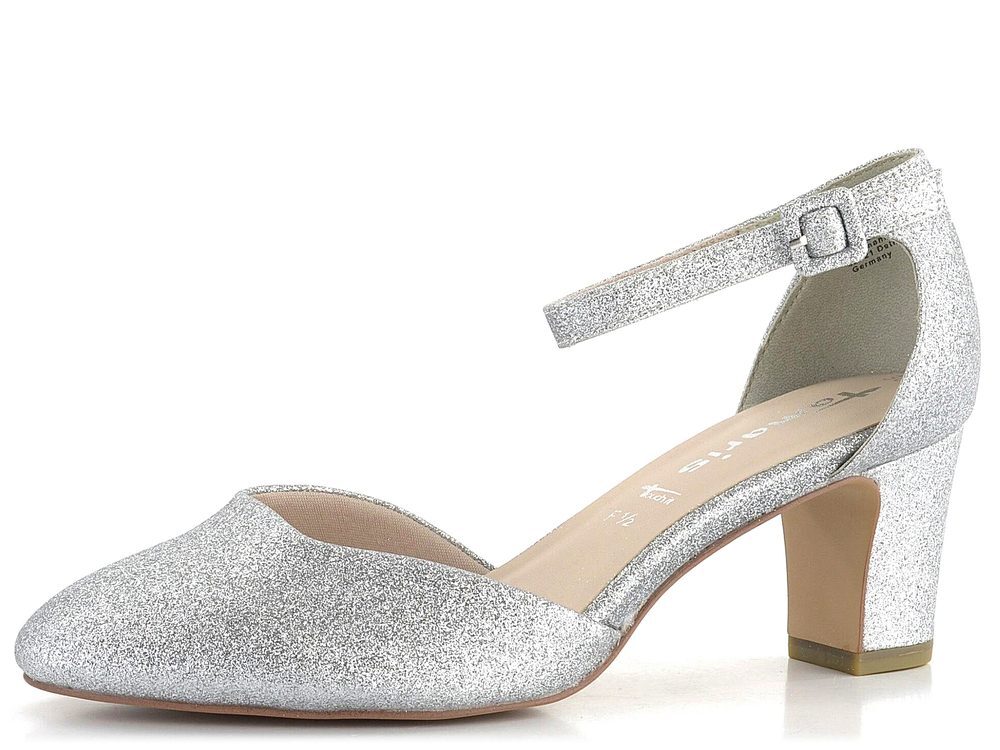 Tamaris lodičky s členkovým pásikom Silver Glam 1-24432-41