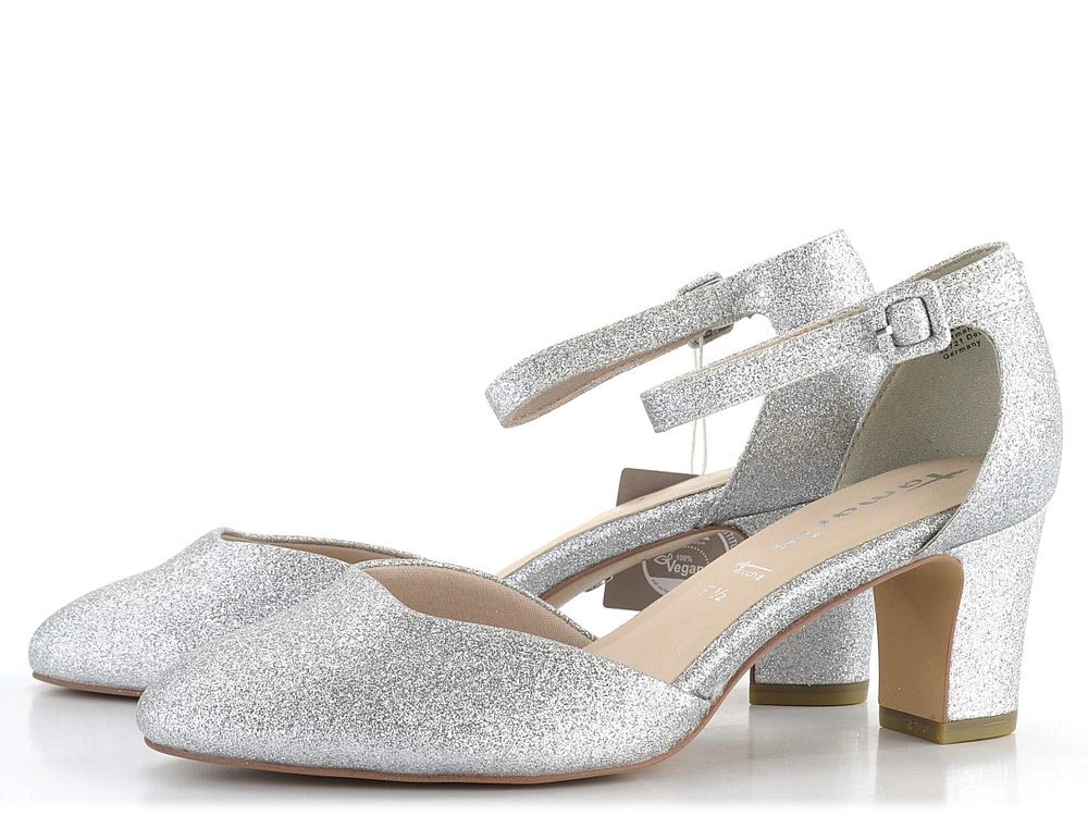 Tamaris lodičky s členkovým pásikom Silver Glam 1-24432-41