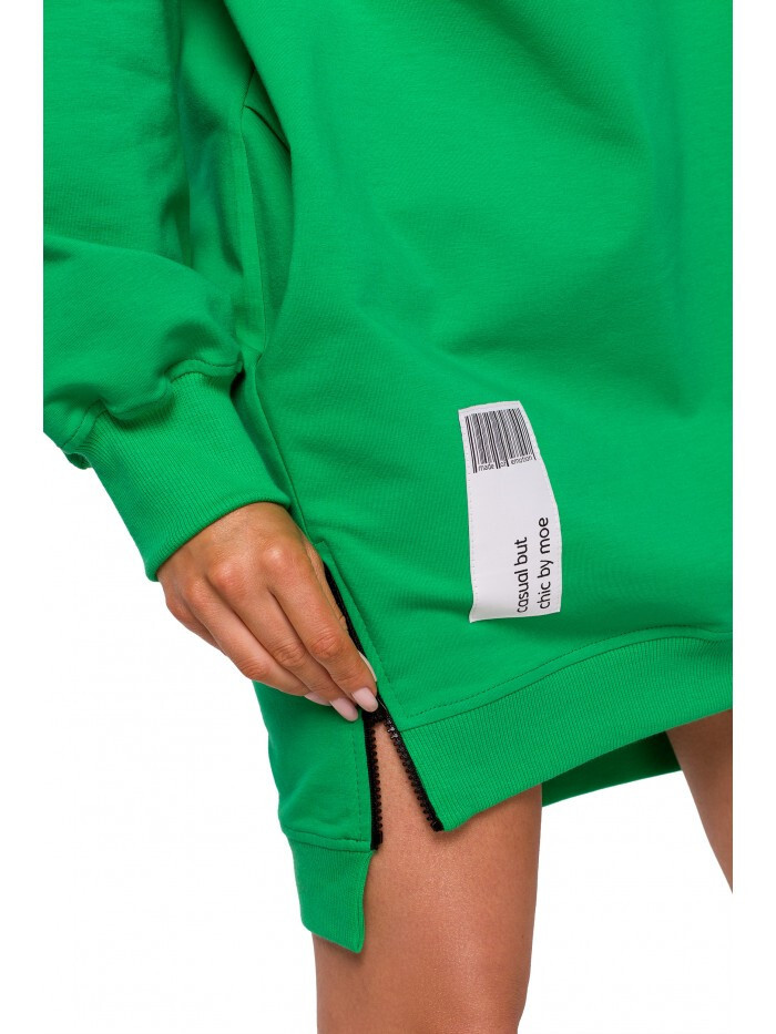 Moe M676 Svetrová tunika so zipsami - zelená