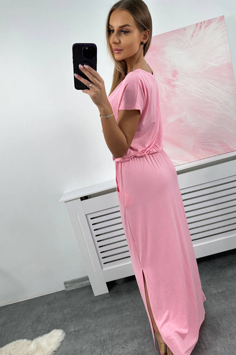 K-Fashion Viskózové šaty s vreckami svetloružové