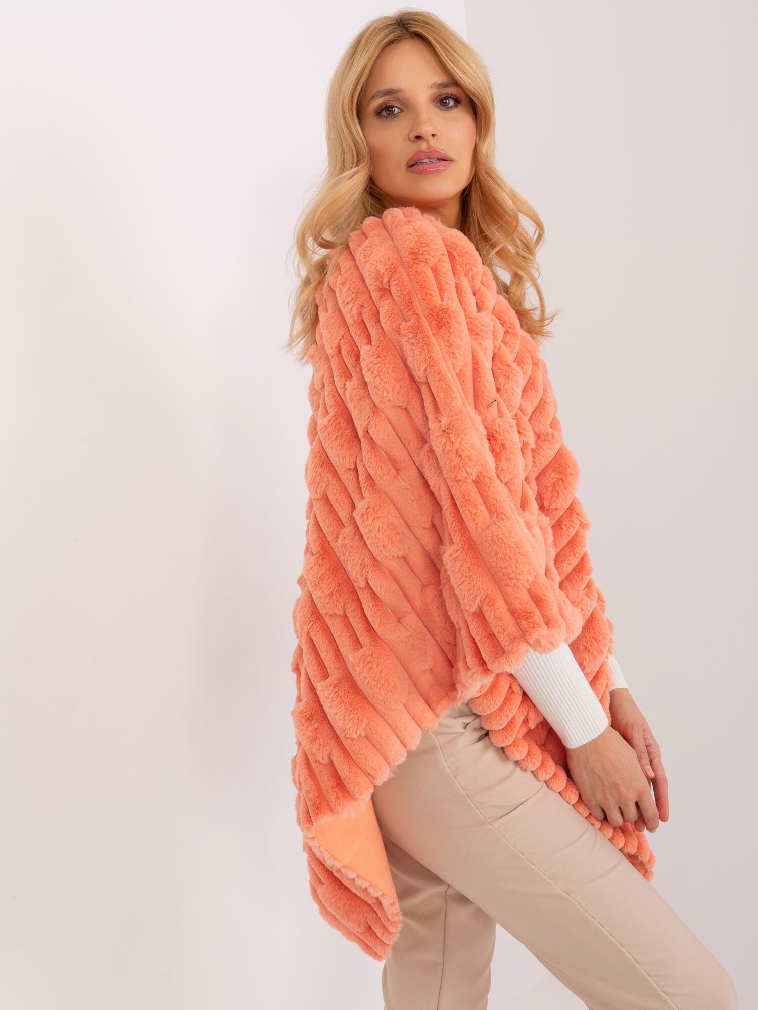 Wool Fashion Italia Poncho-AT-PN-2347.16-orange
