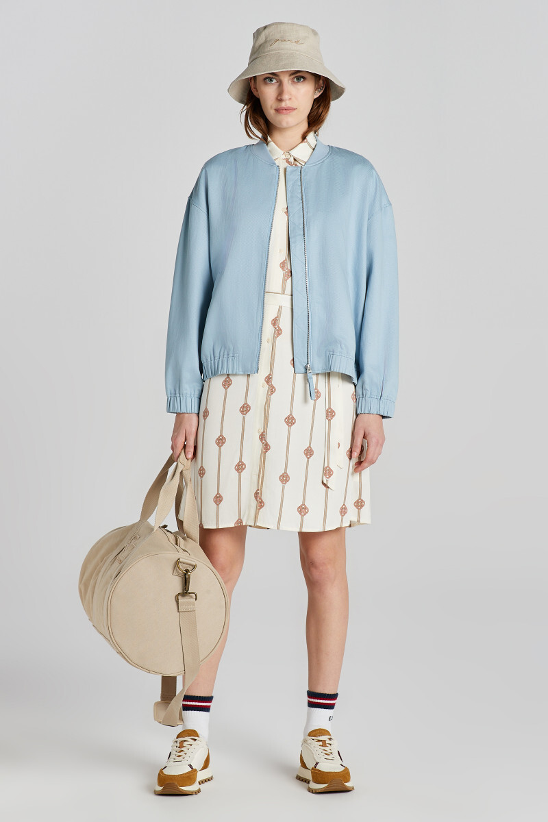 BUNDA GANT LINEN BLEND BOMBER JACKET DOVE BLUE