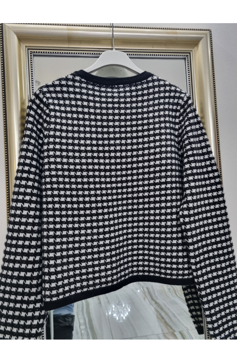 Katrin's Fashion Úpletové karované dámske sako