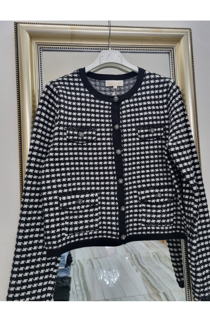 Katrin's Fashion Úpletové karované dámske sako