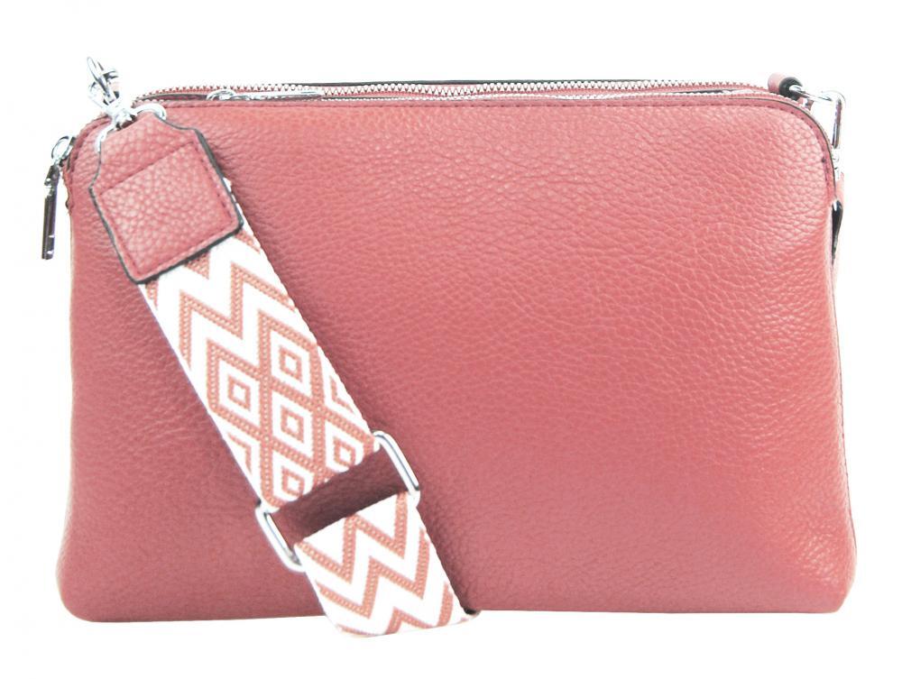 Jessica Bags Ružová crossbody dámska kabelka s tromi sekciami Jessica