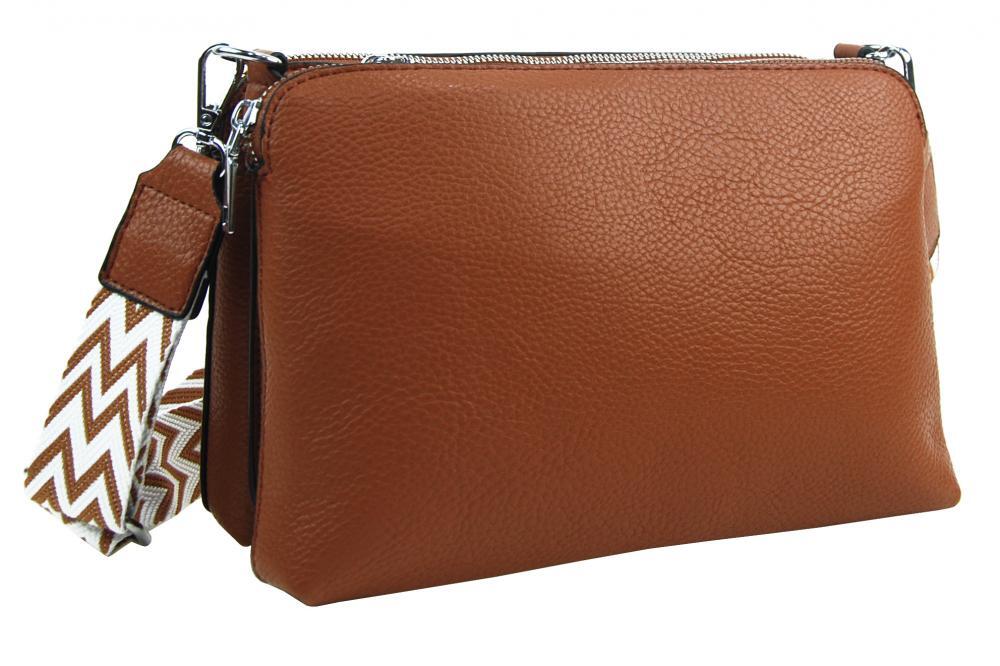 Jessica Bags Ružová crossbody dámska kabelka s tromi sekciami Jessica