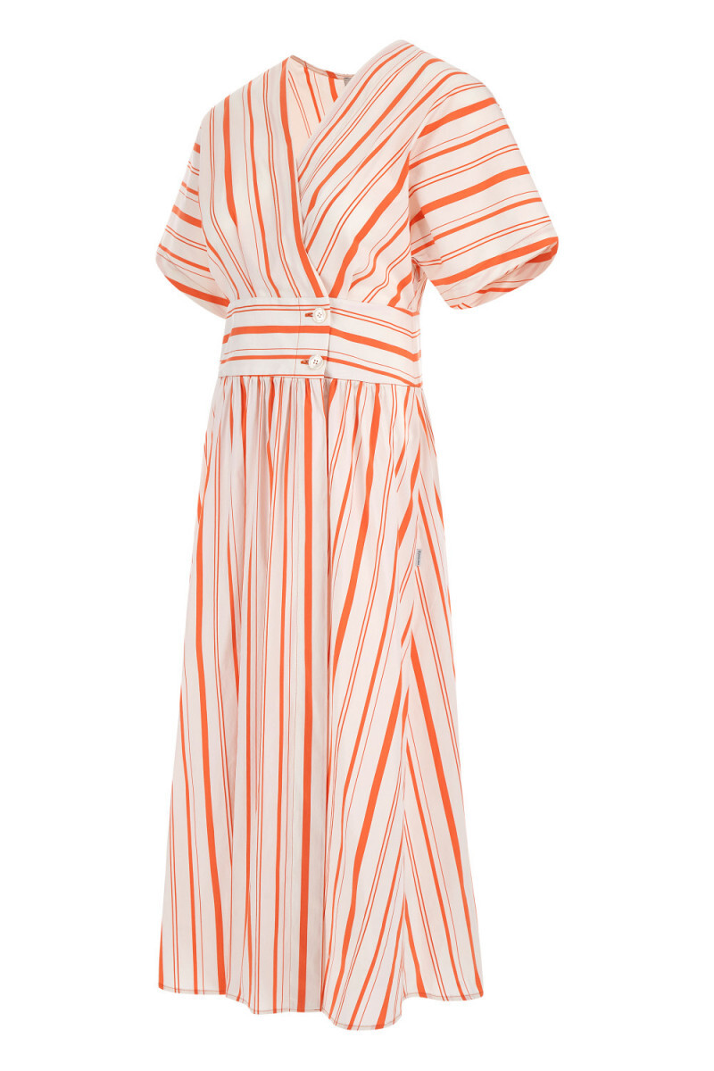 ŠATY WOOLRICH STRIPED POPLIN LONG DRESS