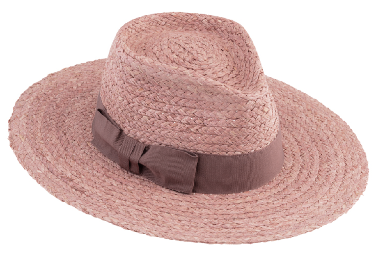 Fiebig - Headwear since 1903 Dámsky letný ružový klobúk Fedora - 100 % slamený klobúk Fiebig