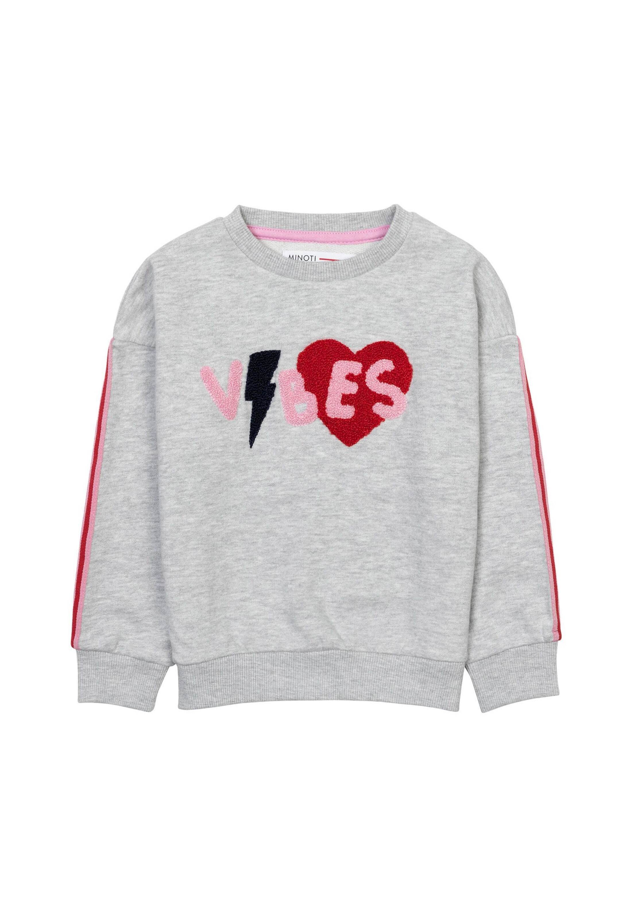 MINOTI Mikina sivá melírovaná / ružová / červená / čierna
