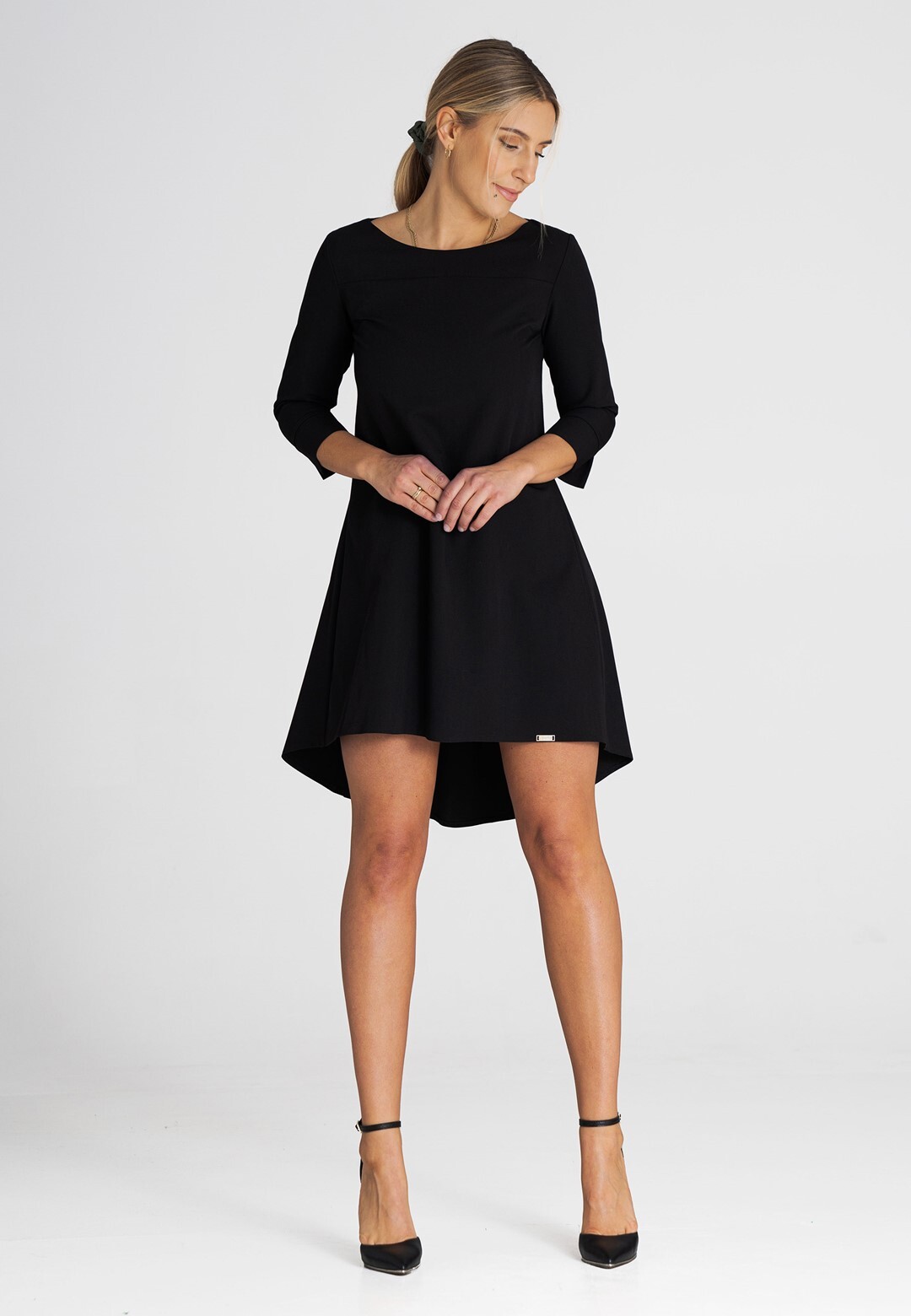 FIGL Čierne elegantné asymetrické šaty M988 black