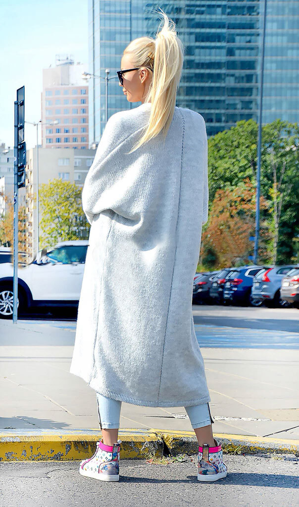 Fashionweek Dlhý vlnený cardigan, pletený kabát LEA