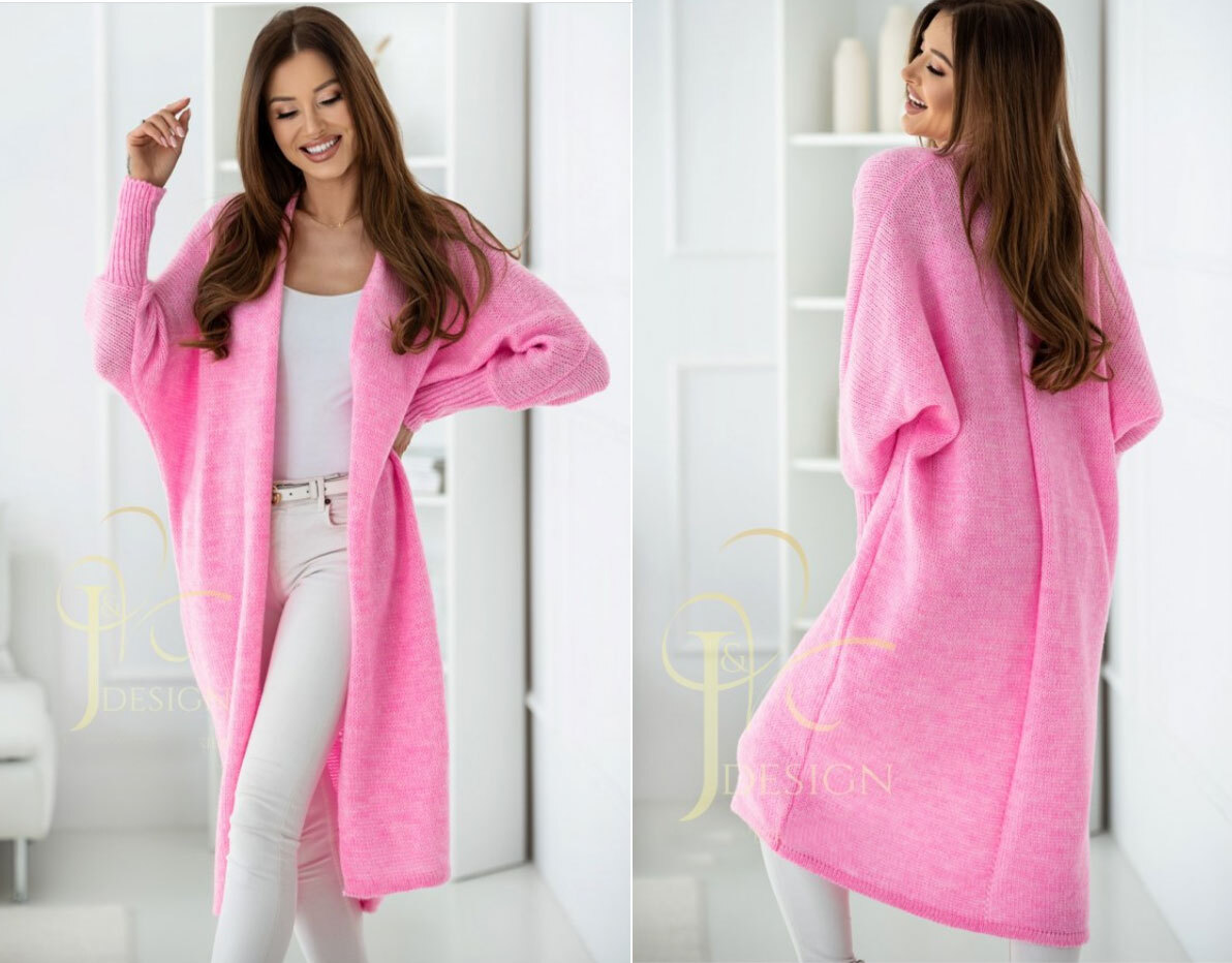 Fashionweek Dlhý vlnený cardigan, pletený kabát LEA