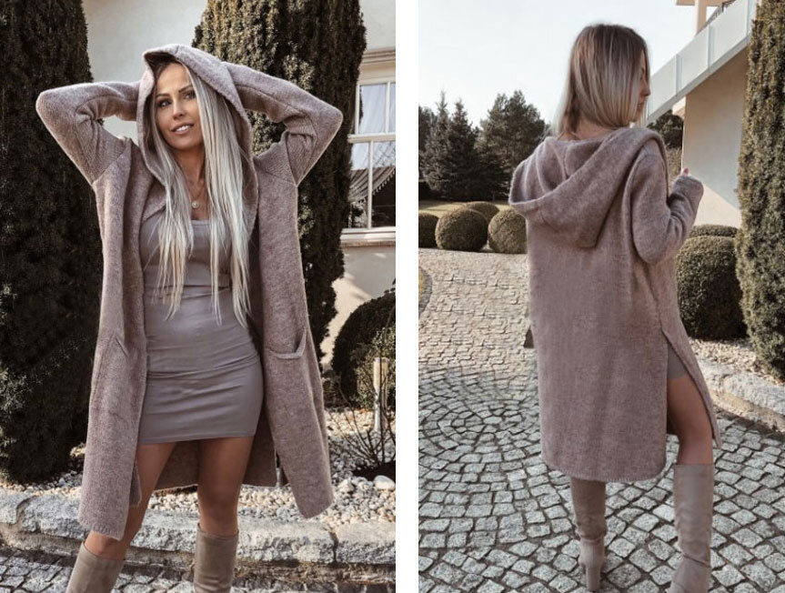 Fashionweek Dámsky farebný predĺžený cardigan NINA