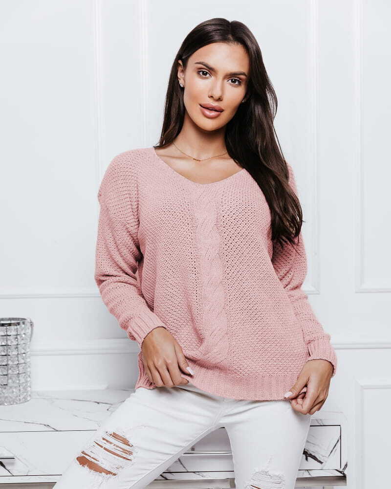 Fashionweek Luxusný sveter dámsky s výstrihom do V NB6482