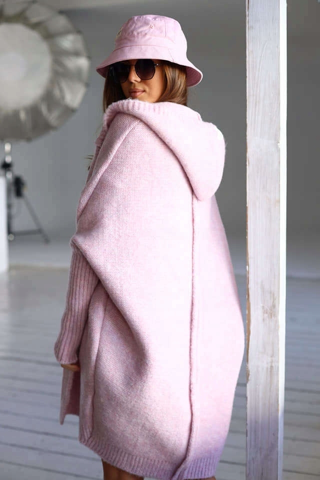 Fashionweek Dámsky luxusný pletený kabát, kardigan s kapucňou BETI