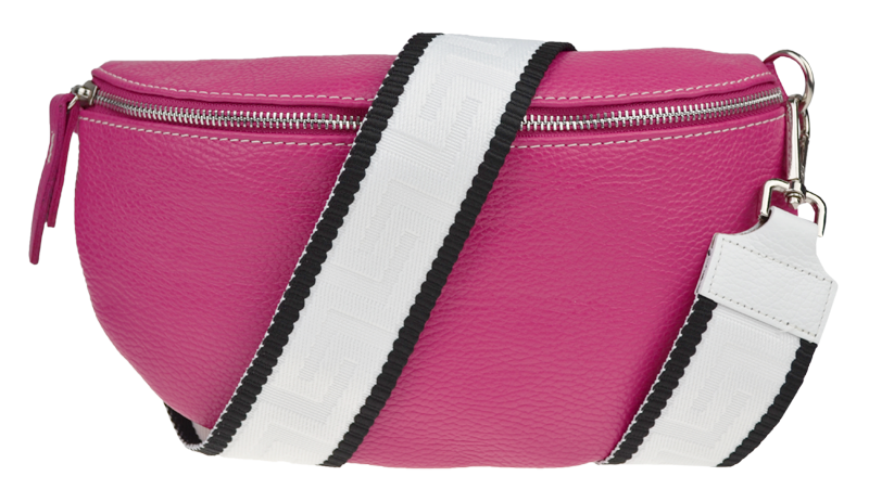Ružová kožená talianska crossbody kabelka Reni Grande Fuxia s prídavným pruhom VII NovaKabelka.sk