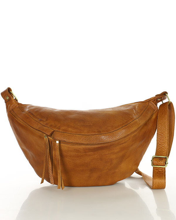 Marco Mazzini handmade MARCO MAZZINI Veľká kožená kabelka cez rameno s polmesiacom | camel VS6d