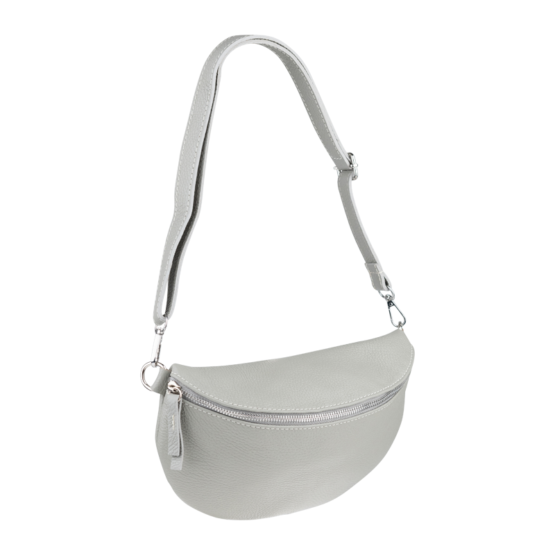 Sivá kožená talianska crossbody kabelka Reni Grande Grigia Nuvole s prídavným pruhom III NovaKabelka.sk