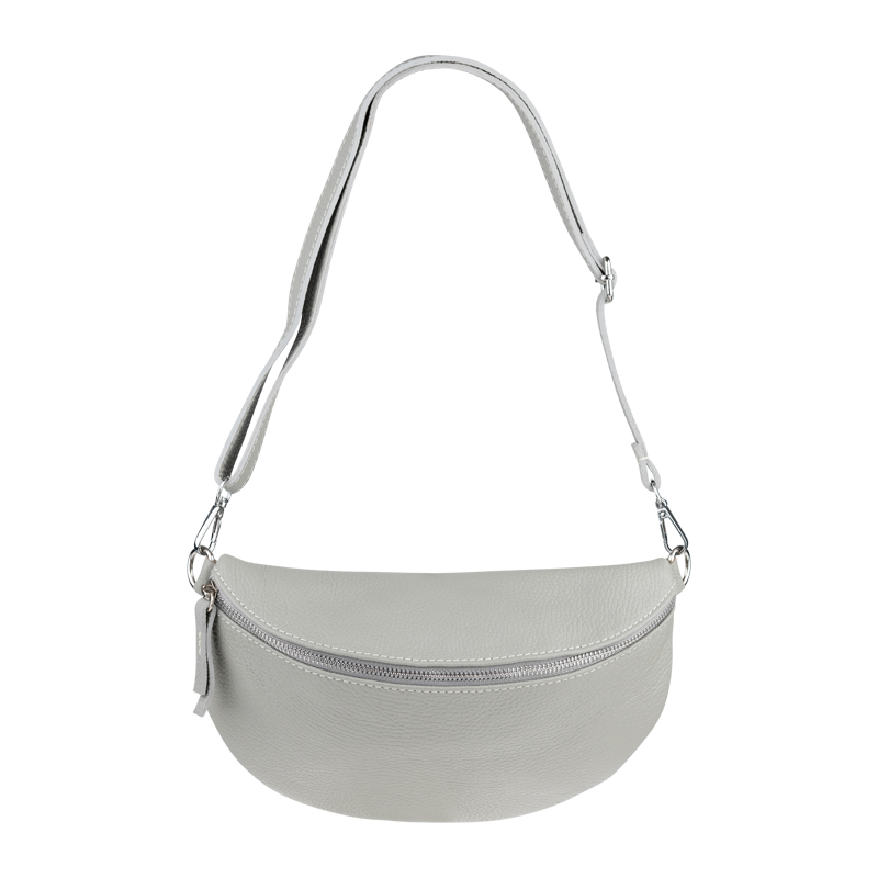 Sivá kožená talianska crossbody kabelka Reni Grande Grigia Nuvole s prídavným pruhom III NovaKabelka.sk