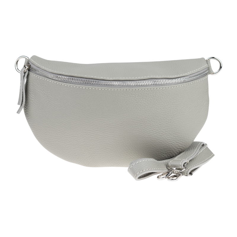 Sivá kožená talianska crossbody kabelka Reni Grande Grigia Nuvole s prídavným pruhom III NovaKabelka.sk