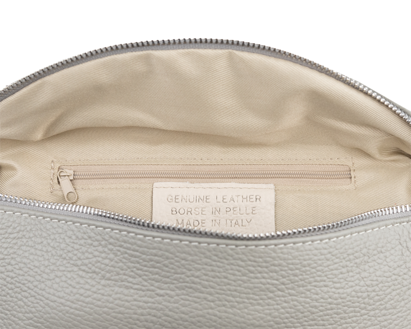 Sivá kožená talianska crossbody kabelka Reni Grande Grigia Nuvole s prídavným pruhom III NovaKabelka.sk