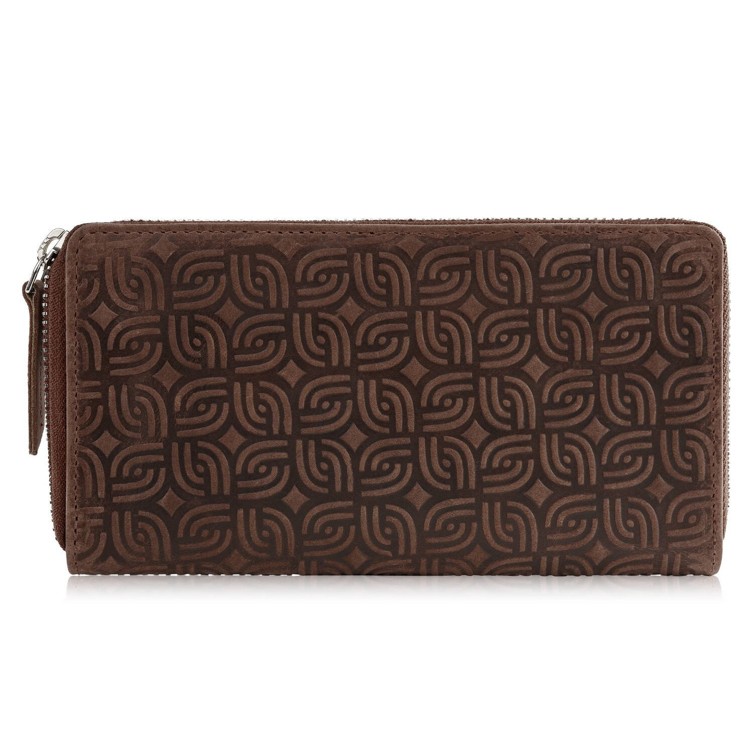 Paolo Peruzzi Dámska kožená peňaženka vintage s geometrickým vzorom | hnedá T-116-HBR